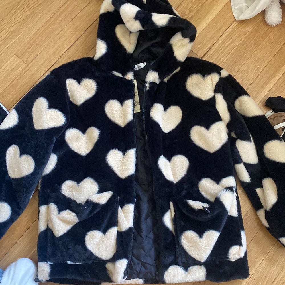 Jacket black with hearts size medium